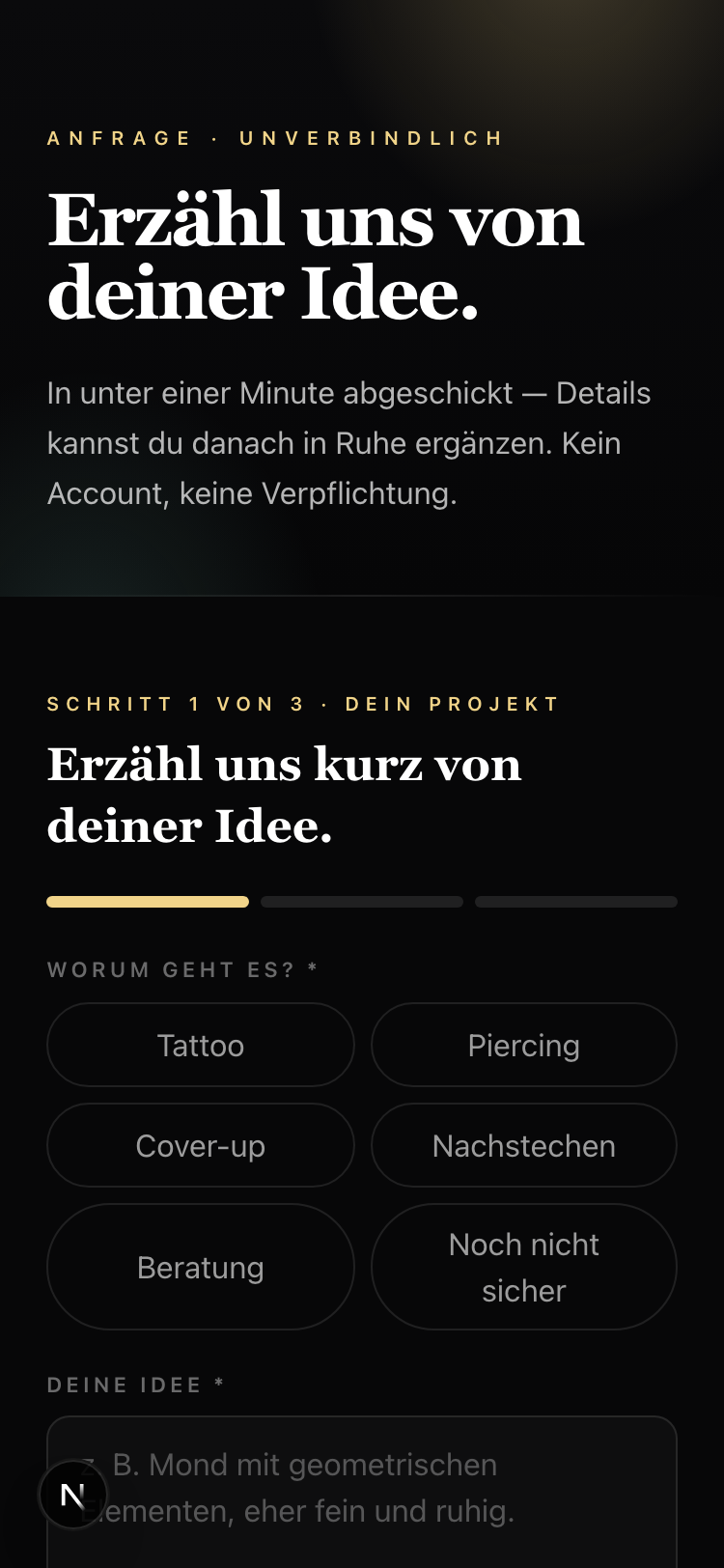 StudioLink Anfrage-Wizard auf dem Smartphone