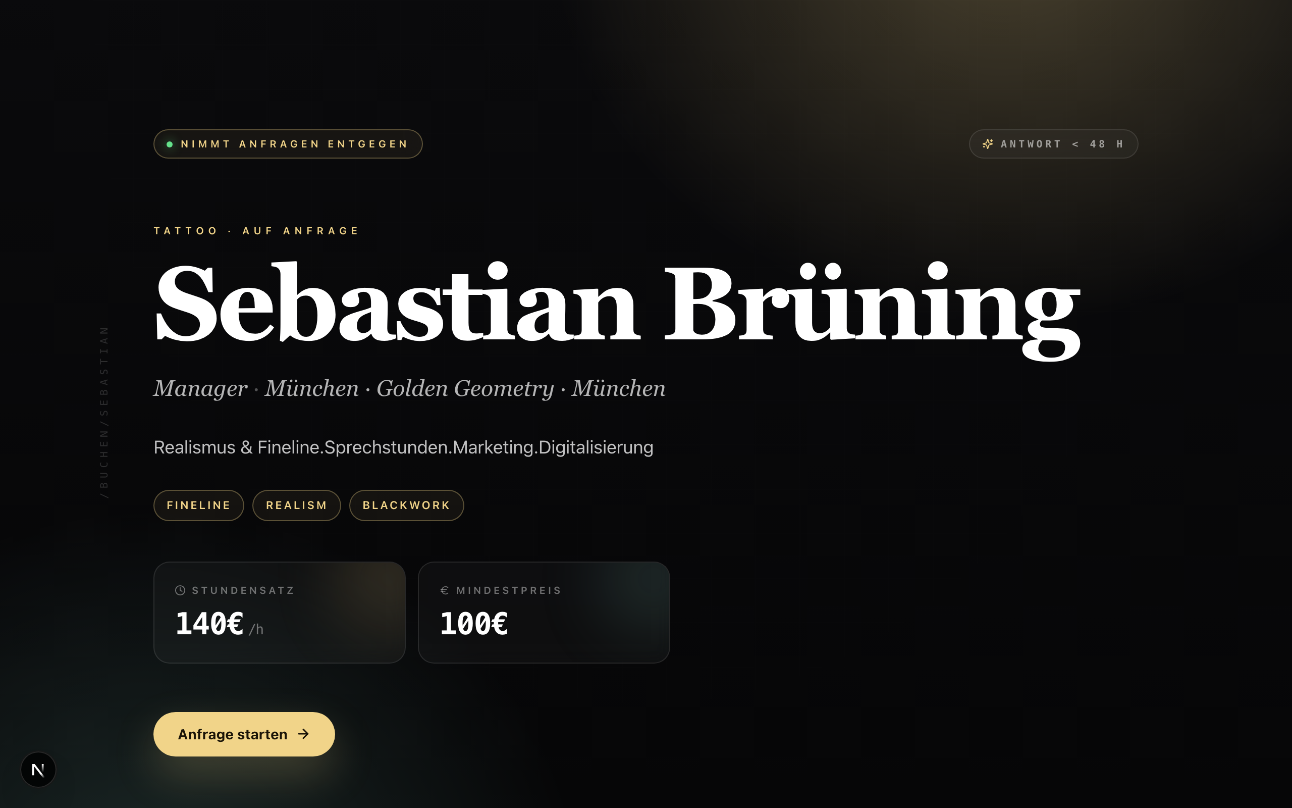 StudioLink Artist-Buchungsseite Desktop